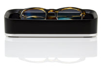 Front profile view of the Italico glasses valet (Black and Silver).