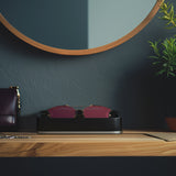 Head On Image of Black Italico Luxury Glasses Valet sitting with Dior sunglasses sitting on an entry way foyer table
