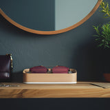 Head On Image of White Maple Italico Luxury Glasses Valet sitting with Dior sunglasses sitting on an entry way foyer table