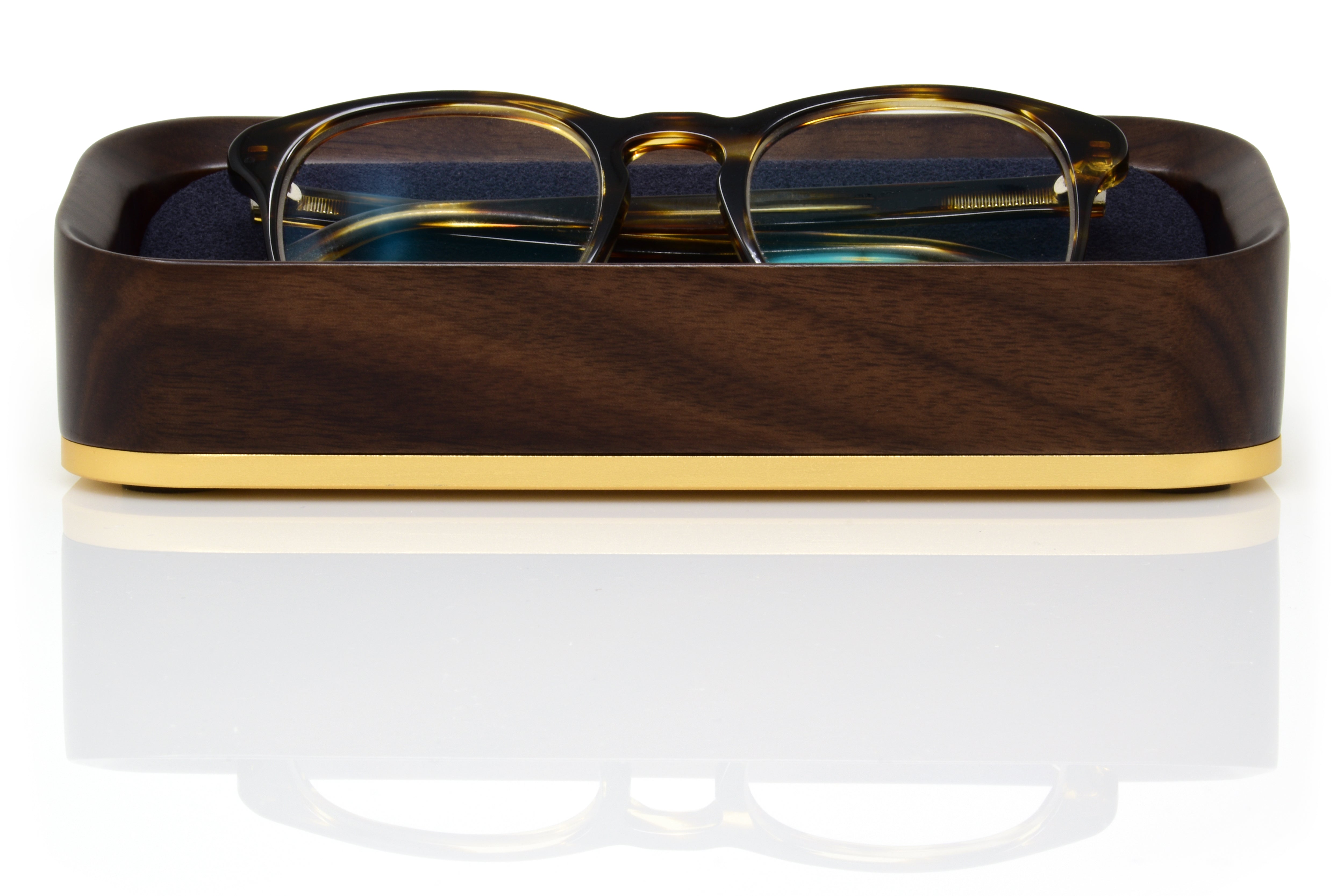 Italico - Luxury Glasses Valet (Brown Walnut/Brass)